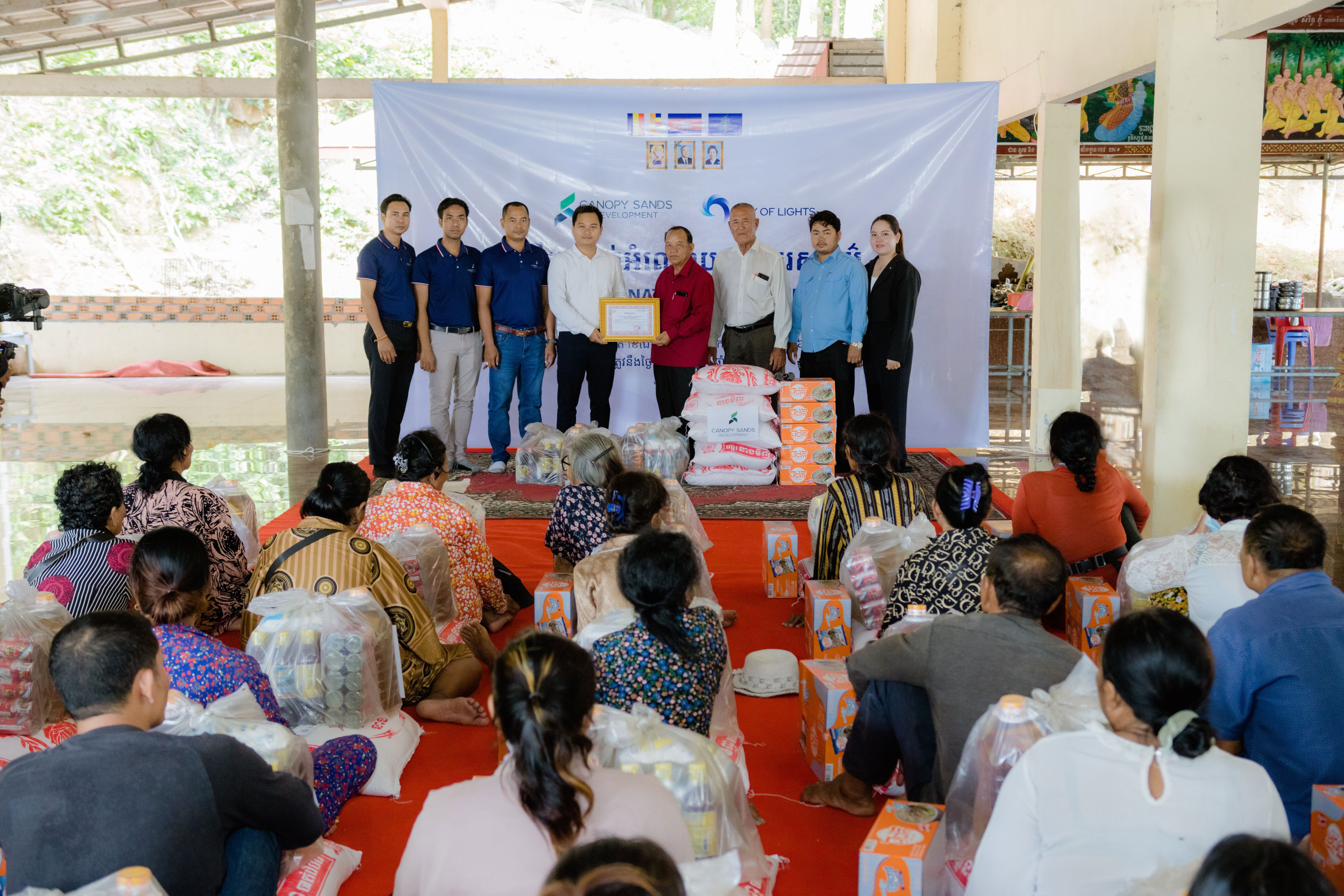 Bay of Lights delivers essential food supplies to 70 families in Ong Village, Ream commune.