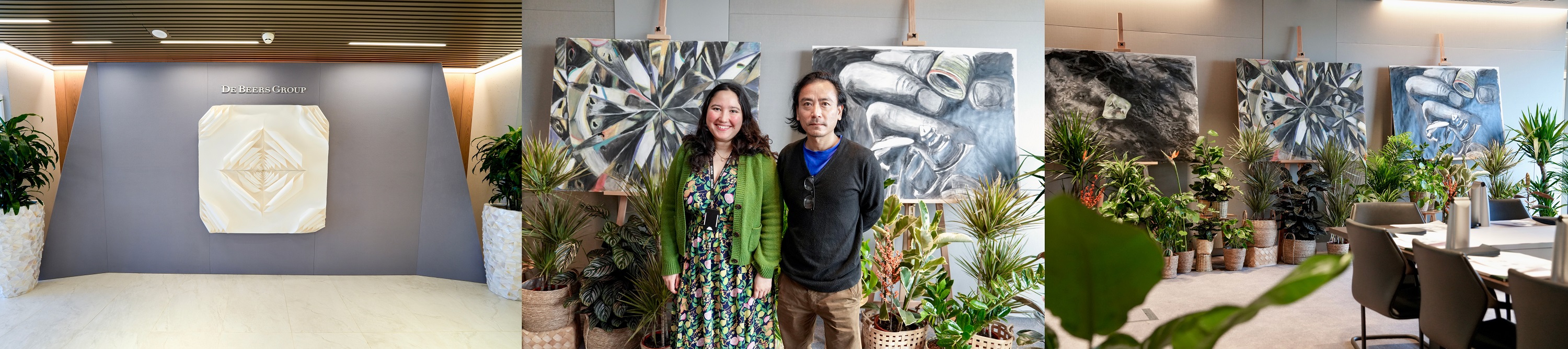 From left to right - The art installation created by Temsuyanger Longkumer; Artists Annette Fernando (far left) and Temsuyanger Longkumer; The art installation created by Annette Fernando