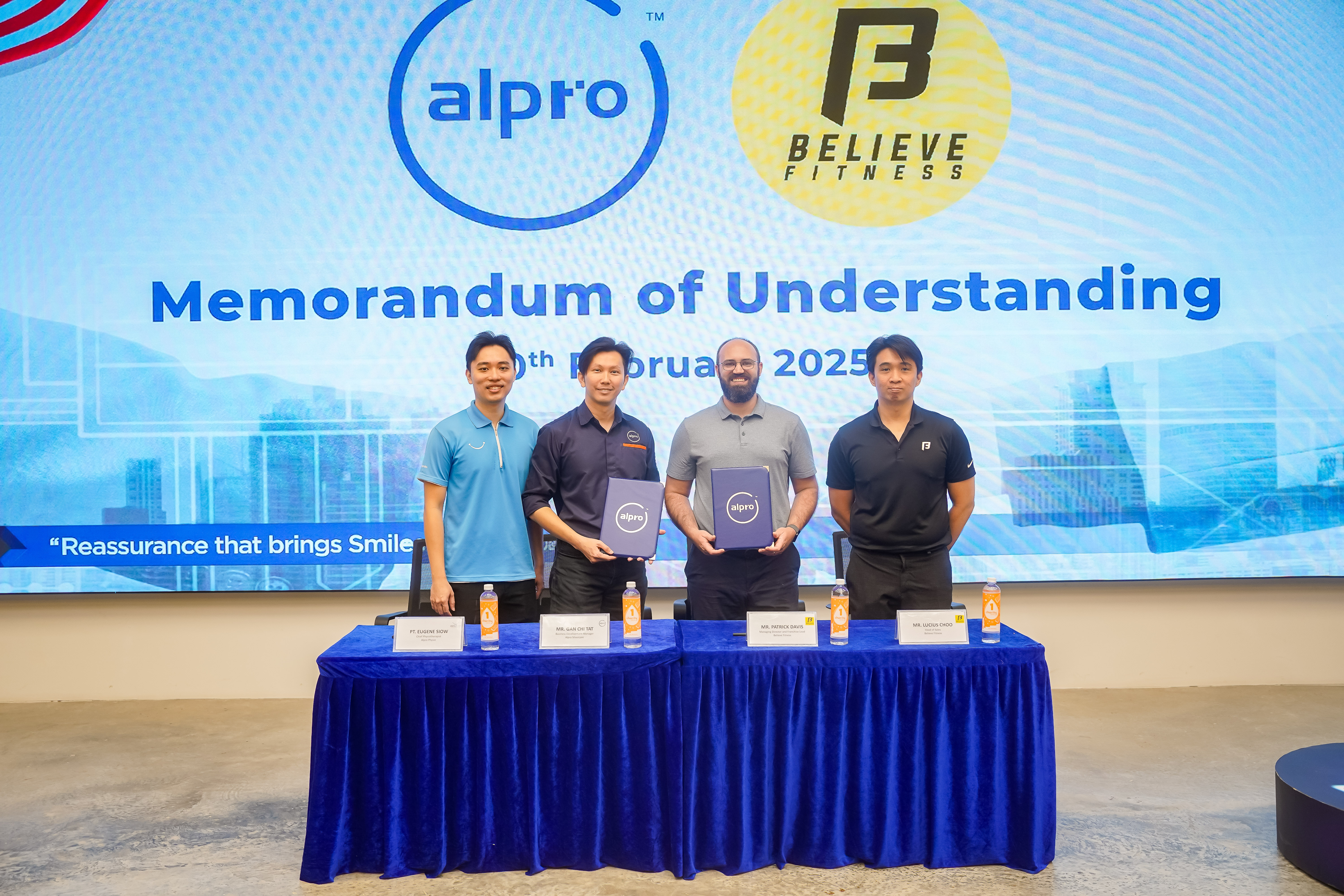 From left: Eugene Siow (Chief Physiotherapist of Alpro Physio), Gan Chi Tat (Business Development Manager of Alpro Silvercare), Patrick Davis (Managing Director and Franchise Lead at Believe Fitness), Lucius Choo (Head of Sales at Believe Fitness)