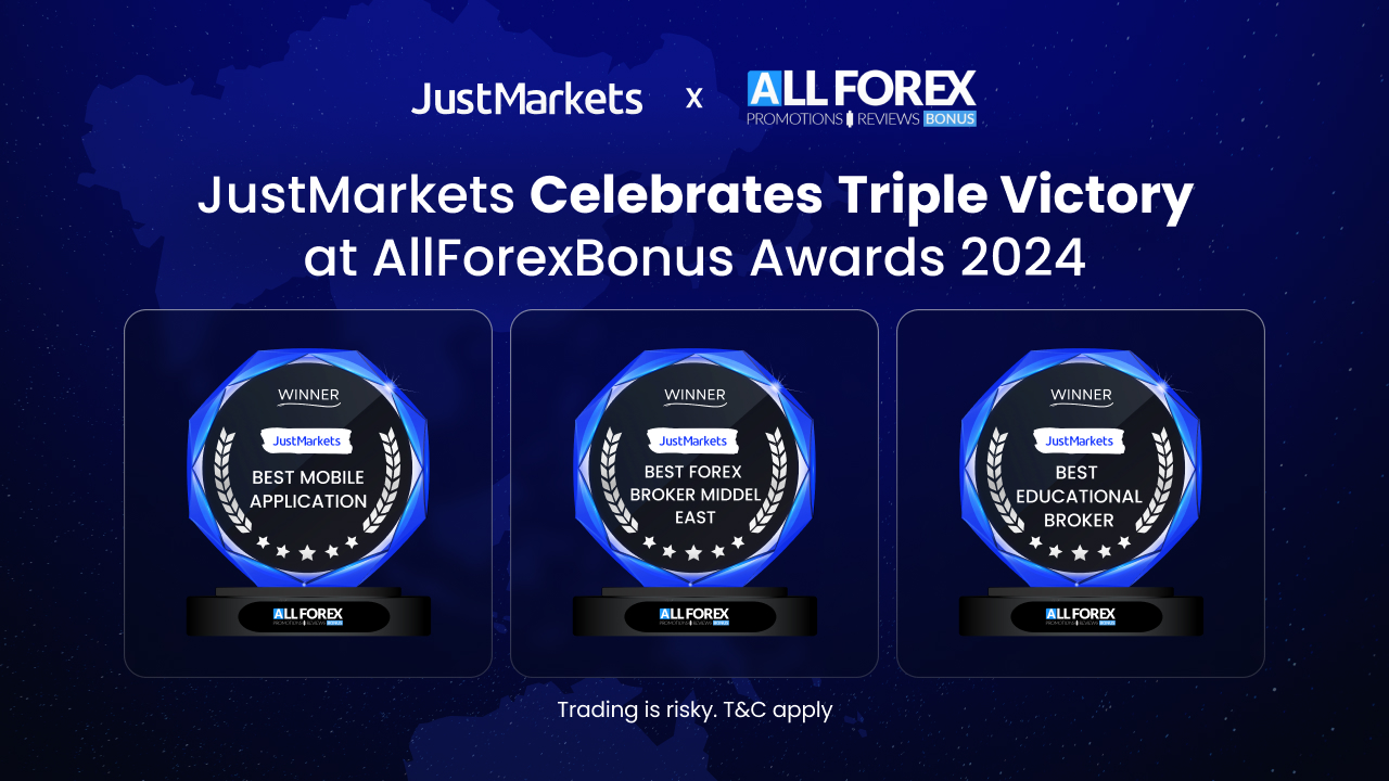 JustMarkets Celebrates Triple Victory at AllForexBonus Awards 2024