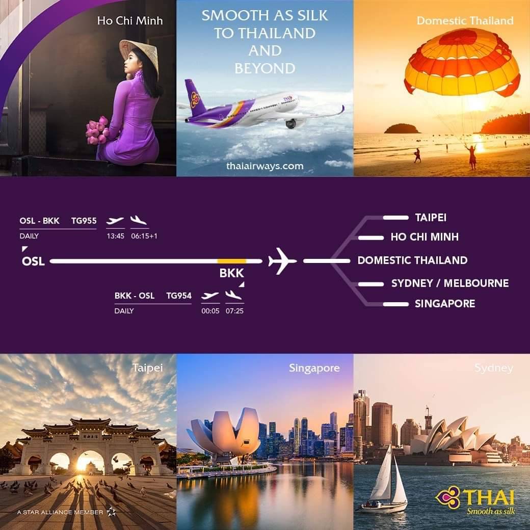 Seamless daily flights between Oslo and Bangkok: Your gateway to the Nordic-Asia Pacific region.