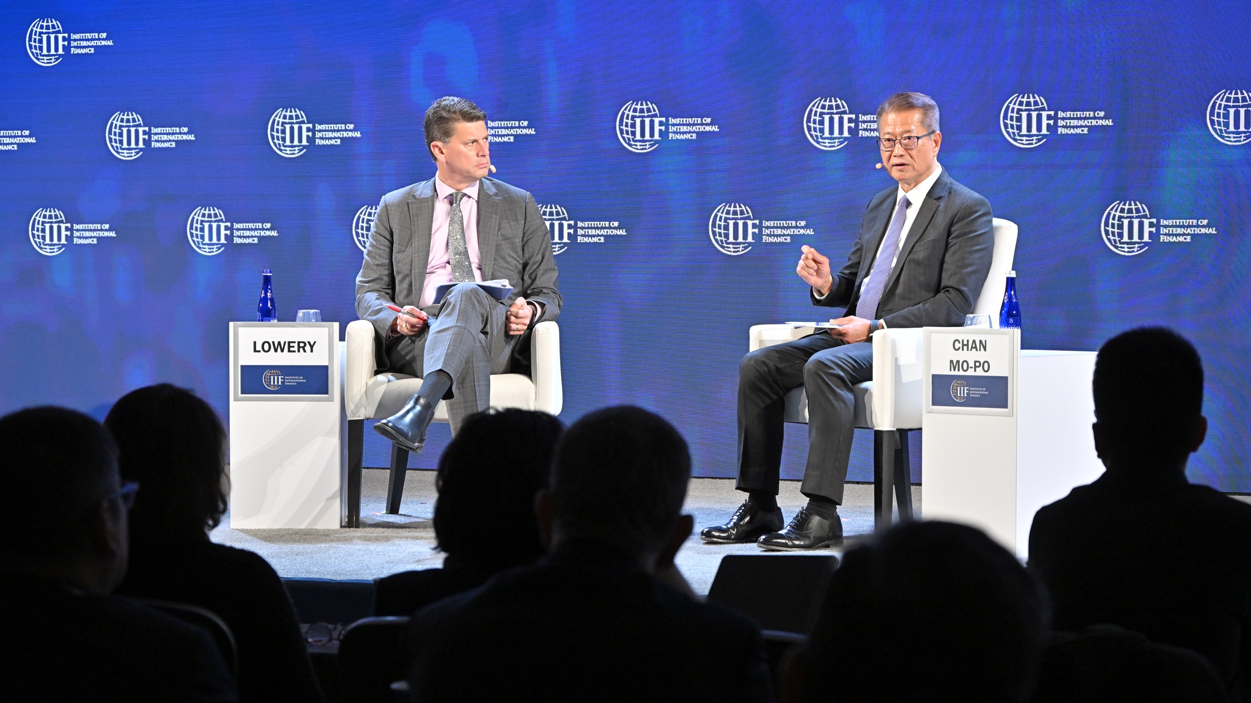 HKSAR’s Financial Secretary Paul Chan (right) joins an in-conversation session organised by the Institute of International Finance