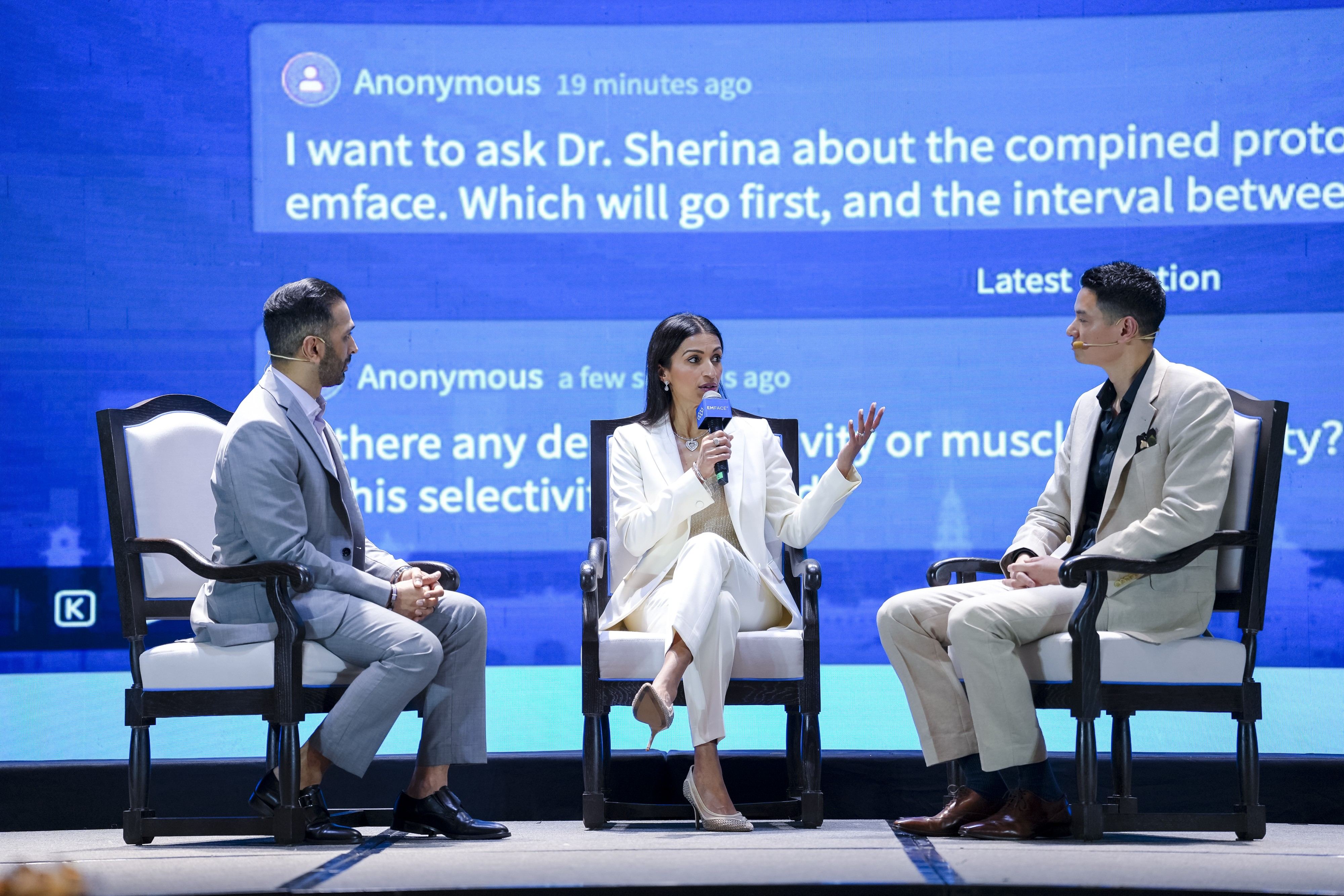 International Dialogue on Mindful Beauty - The summit fostered a truly global dialogue, bringing together leading voices from across continents. Miss Sherina Balaratnam (UK), Dr. Sam R. Patel (USA) and Dr. Darren Ng (Australia) sat together having an EMFACE™ Q&A session.